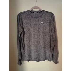 Nike Women's Purple Heather Miler Running Shirt Long Sleeve Side Pocket Sz M
